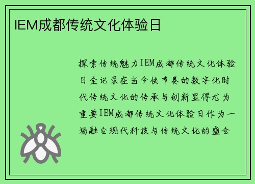 IEM成都传统文化体验日