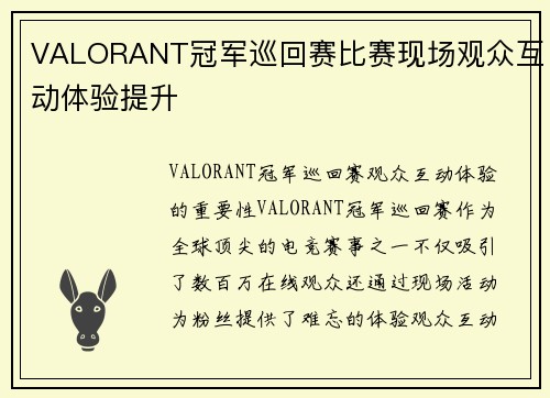 VALORANT冠军巡回赛比赛现场观众互动体验提升